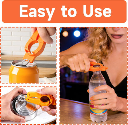 Water Bottle Opener, Bottle Openers for Seniors, 3-in-1, 3-Pack Orange | Bottle Cap Opener, Plastic Bottle Opener, Magnetic, Ergonomic Grip, Lightweight, for Arthritis & Weak Hands, 3-Pack Orange