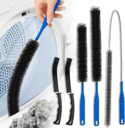 5 Pack Dryer Vent Cleaner Kit, Extra Long Flexible Brushes for Lint, Pet Hair & Dust, Refrigerator Coils, Home Washers, Sinks & Drains