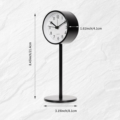 Alarm Clock for Bedroom, 3.2" Small Analog, Black | Silent Non Ticking, Battery Operated, Vintage Retro Design, Night Light, Easy to Read