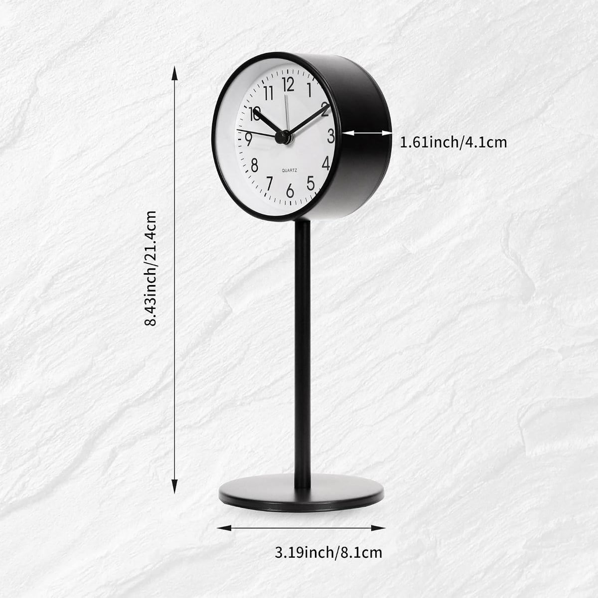 Alarm Clock for Bedroom, 3.2" Small Analog, Black