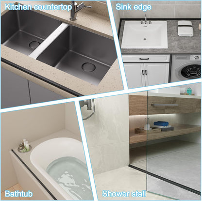 Duzzy Shower Threshold Water Dam Guard, Silicone Rubber Shower Door Bootom Seal Strip for Walk in Shower (39 Inch, Clear)