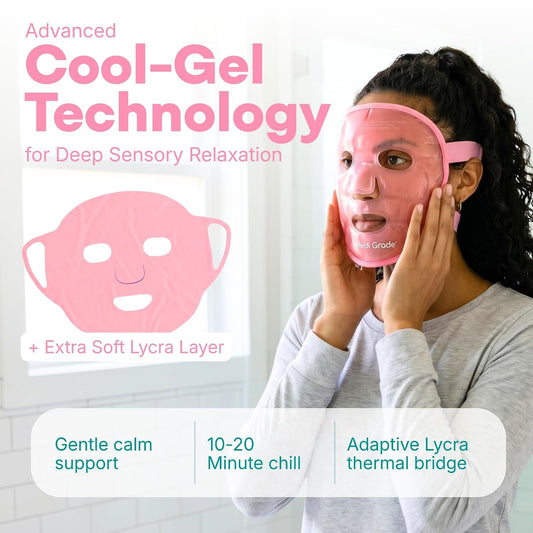 Medi Grade Cooling Face Mask, Gel Ice Pack for Face with Lycra Cover | Cold face mask for dark circles and puffiness, full face ice mask with storage pouch, gentle cooling therapy for skin
