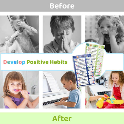 Upgraded Slider 4 in 1 Reward Chart for Kids, Reusable Bedtime/Morning/Daily Routine Chart for Kids, Magnetic Chore Chart for Kids Toddlers, Sticker Chart for Kids Behavior Chart for Kids at Home
