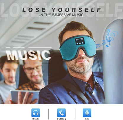 Sleep Headphones, Bluetooth 5.0 Wireless 3D Eye Mask, Lightimetunnel Washable Sleeping Headphones for Side Sleepers With Adjustable Ultra Thin Stereo Speakers Microphone Hands Free for Insomnia Travel