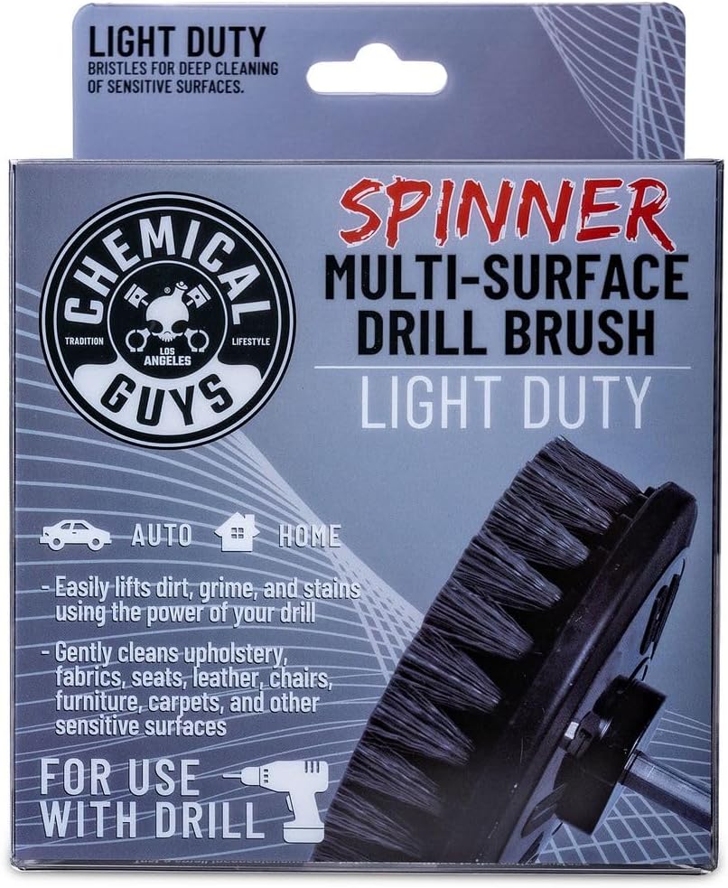 Chemical Guys, Light Duty Spinner Drill Brush Attachment, Multi-Surface | Fits any standard drill to power-scrub upholstery, fabric and carpet, gently lifting stains without hand fatigue