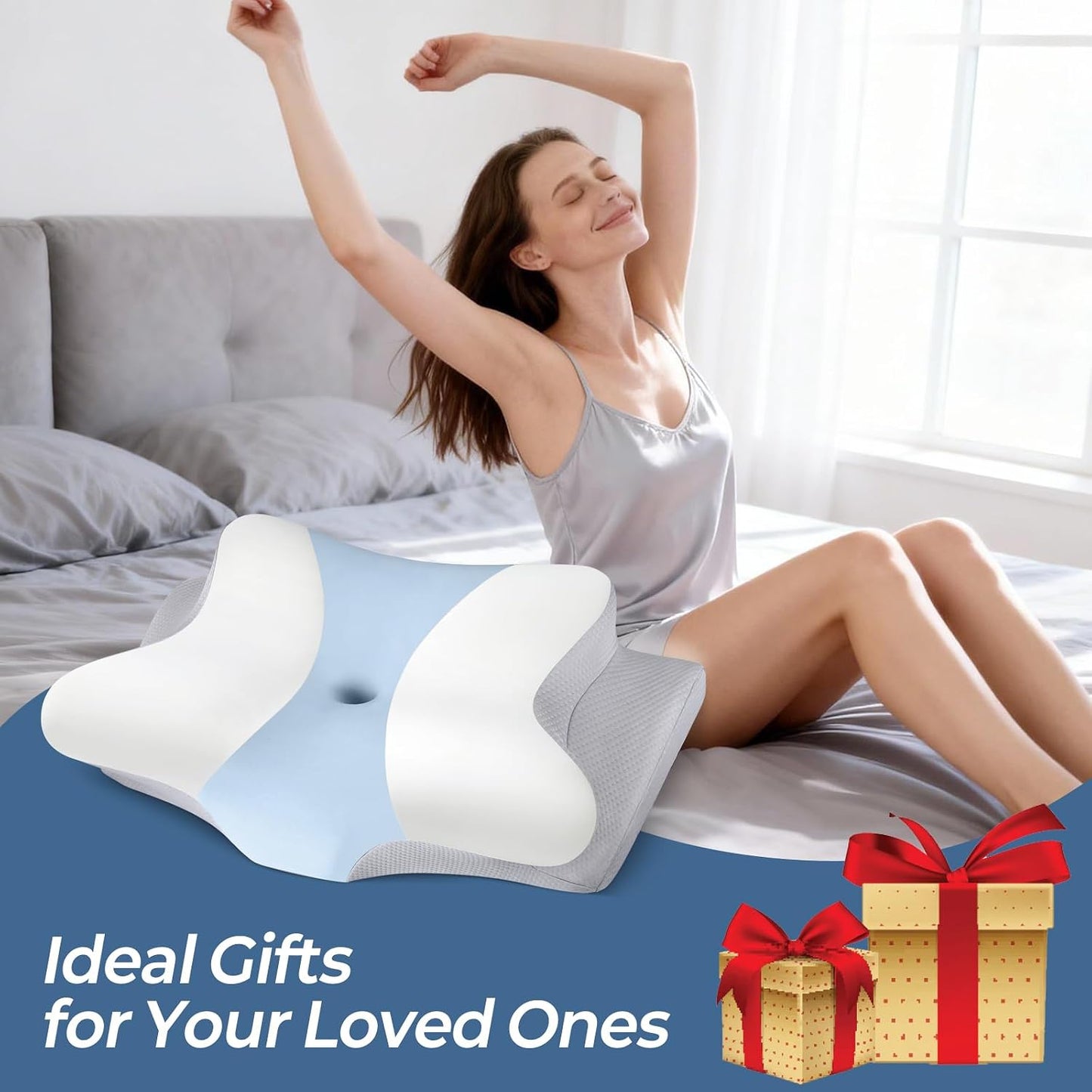 Cervical Pillow for Neck Pain Relief, Ergonomic Neck Pillow for Sleeping | Cooling Memory Foam Pillows for Neck Support,Orthopedic Contour Bed Pillow for Side Back Stomach Sleepers