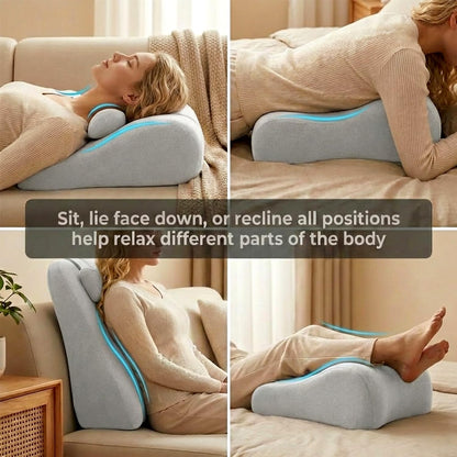 Back Wedge Pillow for Sofa, Lumbar Support Reading Pillow for Bed, Back Support Cushion for Sitting Up, Angled Design for Relaxing, Bedtime and Night Comfort (Light Gray)