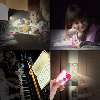 BIGMONAT Rechargeable Book Reading Light in Bed,Dimmable Warm/White Book Light for Kids,Multi Colors Portable LED Reading Lamp with Rotary Light Neck,Wireless Clip on Reading Light for Student(Green)