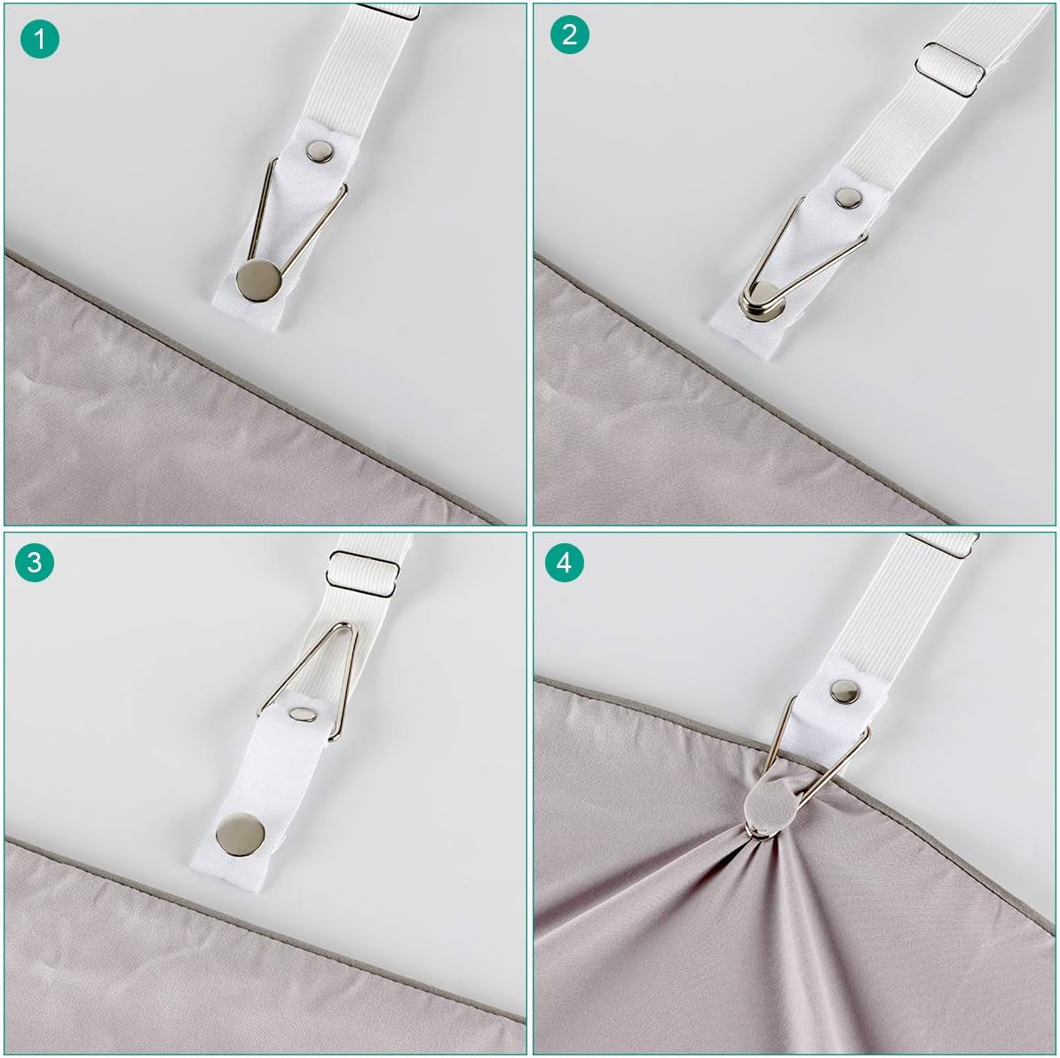 Bed Sheet Holder Straps- Adjustable Fitted Sheet Clips Bed Sheet Fastener Suspenders Elastic Gripper Holder Used for Bed Sheets,Mattress Covers, Sofa Cushion(Set of 4)