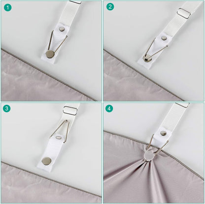 Bed Sheet Holder Straps- Adjustable Fitted Sheet Clips Bed Sheet Fastener Suspenders Elastic Gripper Holder Used for Bed Sheets,Mattress Covers, Sofa Cushion(Set of 4)