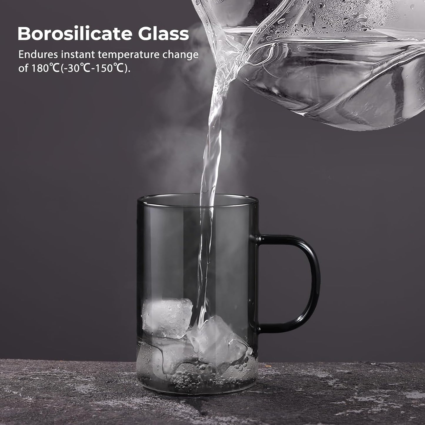 ecooe 16.9 OZ Borosilicate Glass Tea Mug Cup Glasses with Stainless Steel Infuser & Lid, Loose Leaf Tea Cup Clear Teacup 430mL(Use Capacity) | 500ml, Clear Glass Tea Cup, with Stainless Steel Infuser/Lid, Teacup for Loose Leaf Tea, Birthday for Parents