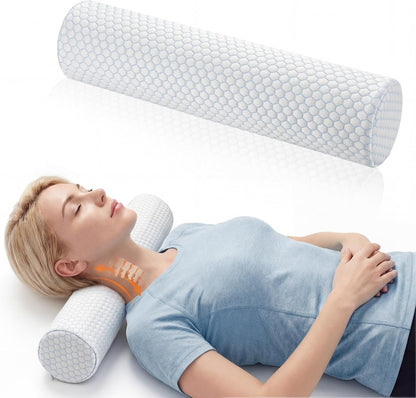 Novabright 2 Pcs Cooling Cervical Neck Roll Pillow for Sleeping Memory Foam