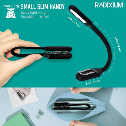 Rechargeable Book Light for Reading in Bed, 4 Color Temperatures Eye-Caring LED, Portable Clip On Reading Light with Magnetic Base, Hands-Free for Travel, Night Reading (Black)