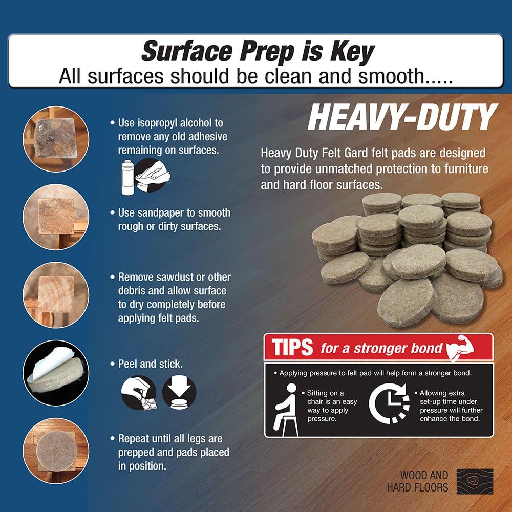 9921 4-Inch Heavy Duty Self-Adhesive Felt Furniture Pads, 4-Pack, Beige,Tan