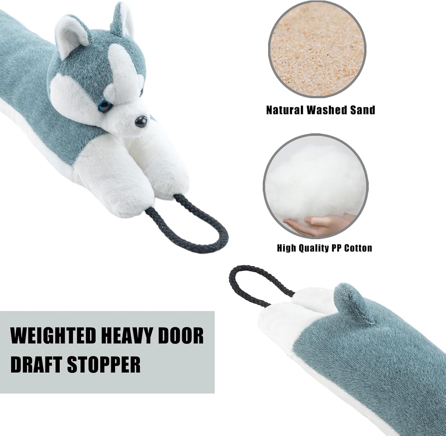 Under Door Draft Stopper Decorative Wind Stopper 36 inch for Door & Window, Weighted Animal Air Draft Stopper for Bottom of Door with Hanging Loops - Brown Dog