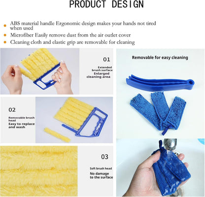 Washable Blinds Cleaner Tool, Blind Duster, Microfiber Dusting Brush for Venetian Blinds, Window Shutters, Air Conditioner Vents (4-Pack)