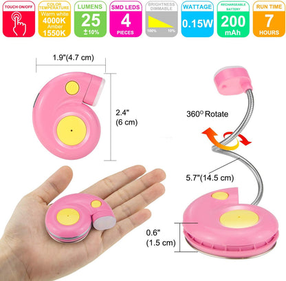 Kids Rechargeable Book Light, Clip on Reading Light for Kid, Kids Reading Lights, Amber Book Light for Reading in Bed, 2 Lighting Modes, Blue Light Blocking, Bookmark Light for Bookworms-Green