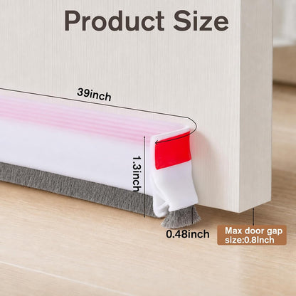 39" Door Sweeps Screen Door Bottom Sweep with Brush | Adhesive Under Door Sweep for Exterior Interior, Door Gap Filler Bottom Seal Keeping Draft, Noise, Dust, Unwanted Animals Out