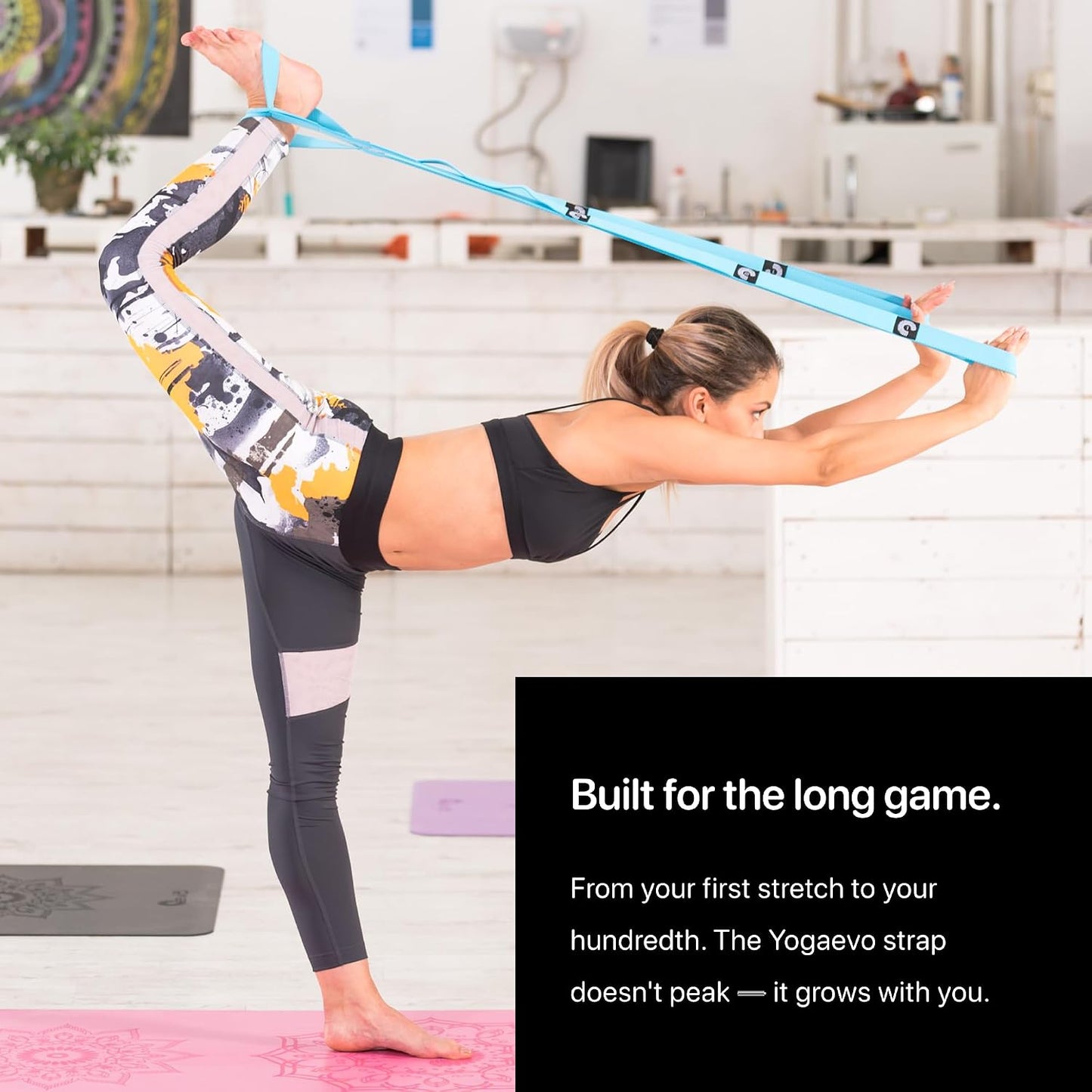 YogaEVO Elastic Stretching Strap with Loops for Physical Therapy