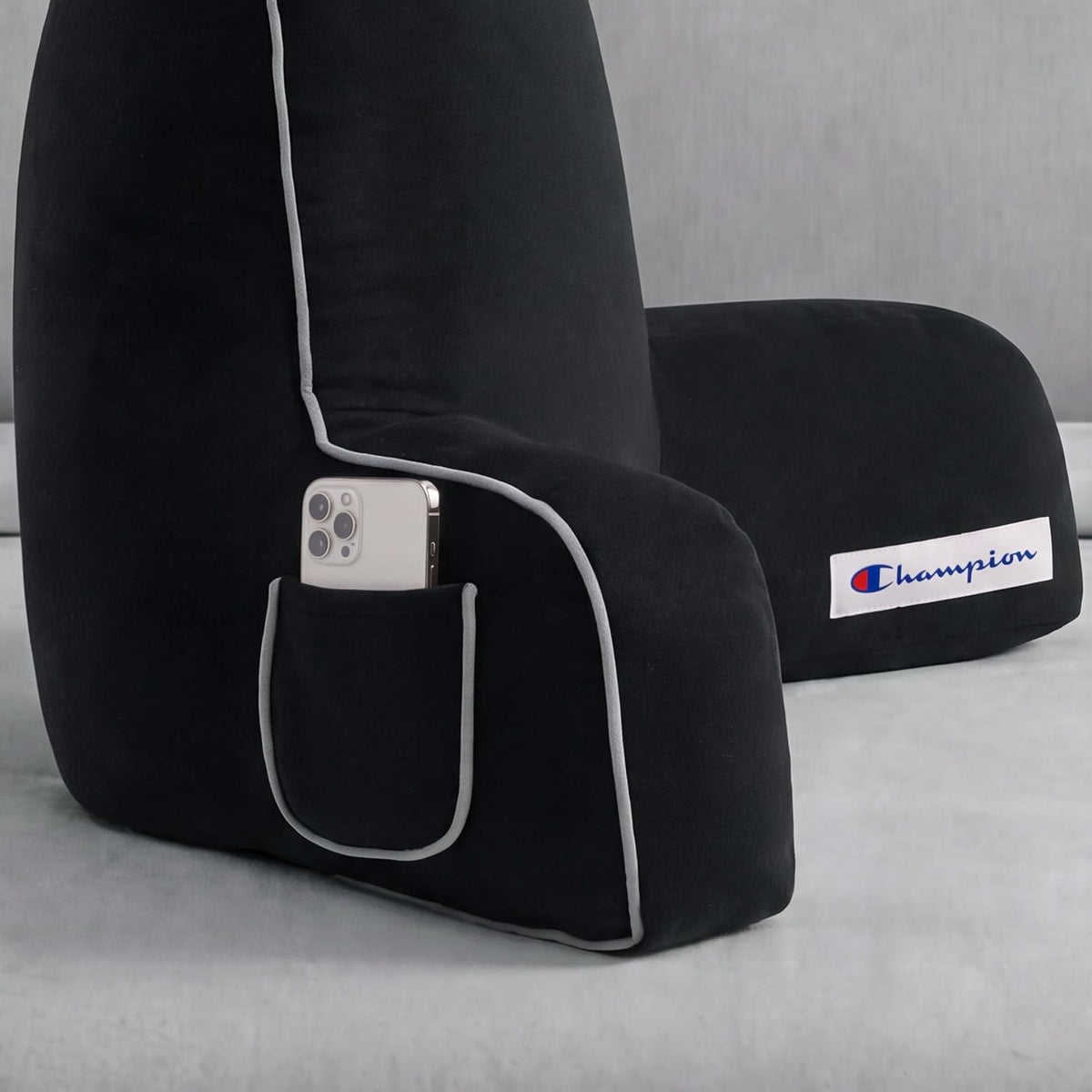 Champion Faux Wool Bedrest Pillow, 100% Polyester Cover and Fill, Spot Clean Only, Navy Blue, 29" x 24.5" x 10.5"