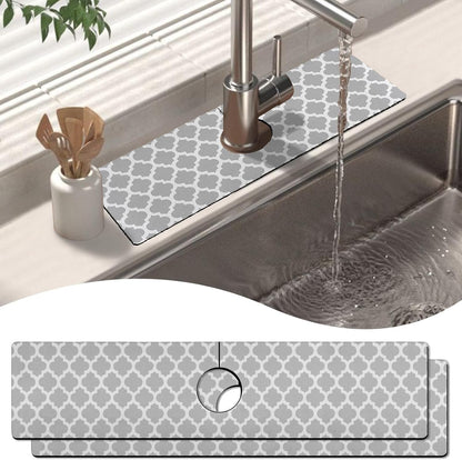 Kitchen Sink Splash Guard Faucet Mat 24" X 5.5" Tropical Leavesl Absorbent Fast Drying Mat Faucet Draining Mat Sink Splash Guard Behind Faucet Drip Catcher for Kitchen Bathroom