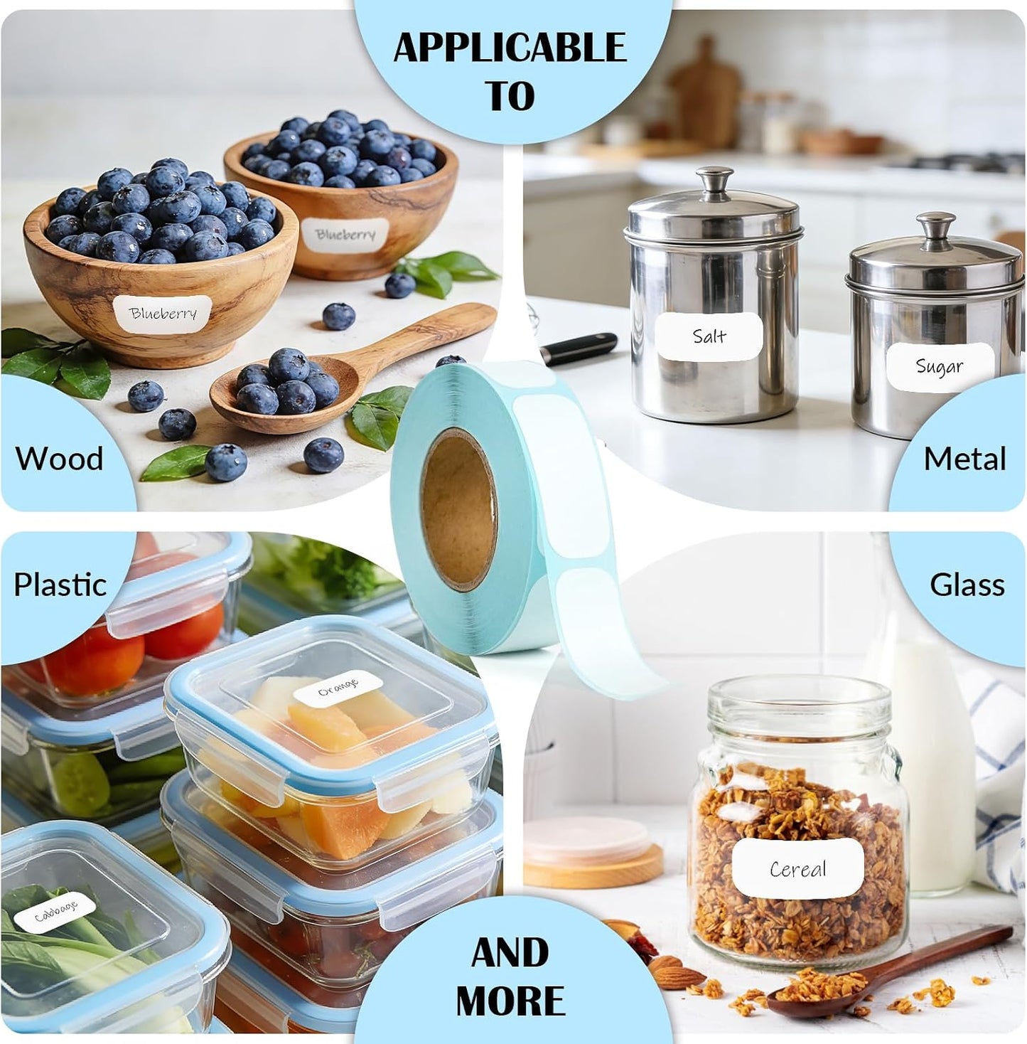 THEBLUETOUCH 500 pcs Dissolvable Food Labels, 0.75" x 1.75" | BPA-Free Water Dissolving Labels, No Residue, Ideal for Freezer Meal Prep Containers, Glass Jars & Storage Bags