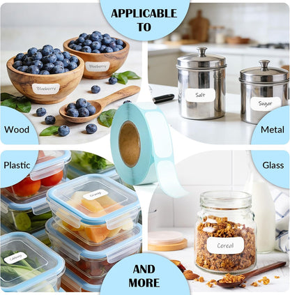 THEBLUETOUCH 500 pcs Dissolvable Food Labels, 0.75" x 1.75" | BPA-Free Water Dissolving Labels, No Residue, Ideal for Freezer Meal Prep Containers, Glass Jars & Storage Bags