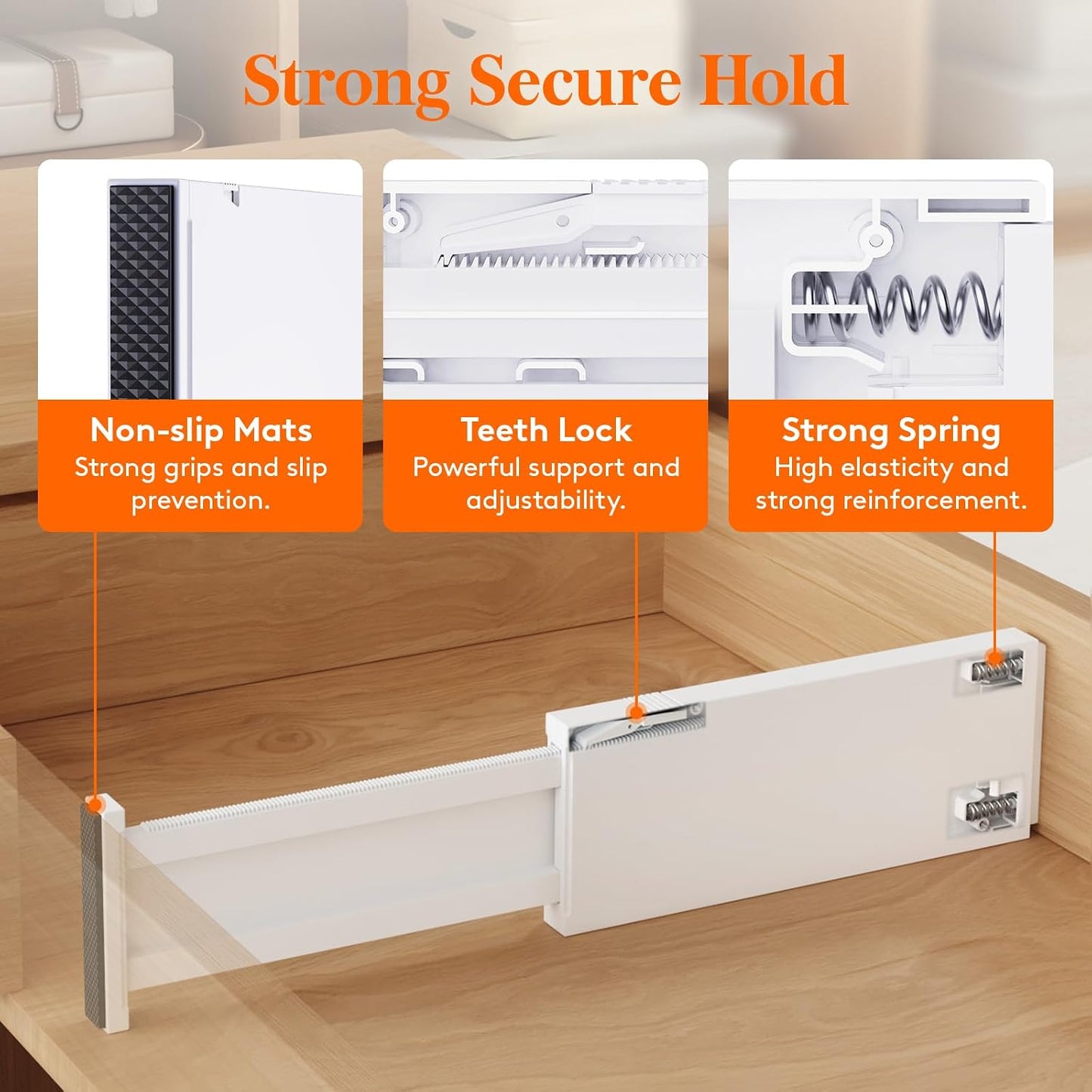 Lifewit 5 Pack Upgrade Drawer Dividers for Clothes, 4" High 11"-17" Adjustable Dresser Drawer Organizers, Expandable White Plastic Drawer Separators for Kitchen, Nursery, Office Organization & Storage | 5 Pack 11"-17" Expandable White Plastic Drawer