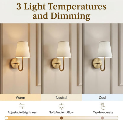 Bell+Howell 2 Pk Rechargeable Wall Sconces Set of Two - Gold