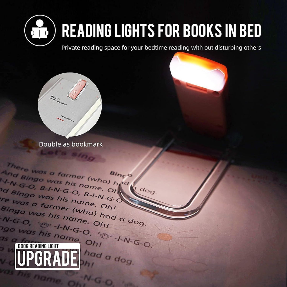 EGWASER Book Light for Reading in Bed, USB Rechargeable Clip on Book Lights, 3 Brightness Adjustable Dimmable Bookmark Light for Eye-Protection, Reading Lamp for Bookworms, Travel (Dark Green)