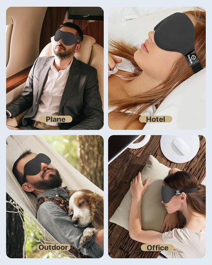 Sleep Mask for Side Sleepers, 3D Contoured Eye Mask for Sleeping, Soft Memory Foam Eye Cover with Adjustable Strap, No Pressure on Eyes, Travel Sleep Mask for Men Women, Shift Work & Naps