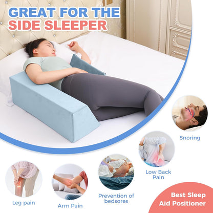 Positioning Wedge Pillow Side Sleeping Belt Connection, Limit Width Adjustable Bed Wedges Body Positioners for Back Pain Relief, Back Positioning Wedge for After Surgery, Anti Snoring, Back Support