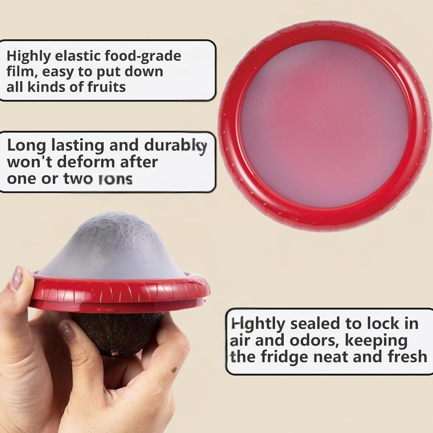 Silicone Fruit and Vegetable Anti-Oxidation Storage Box, Fresh Pods For Storage, Avocado Saver For Fridge, Set of 4 Reusable Storage Containers for Fridge, Fresh Pods