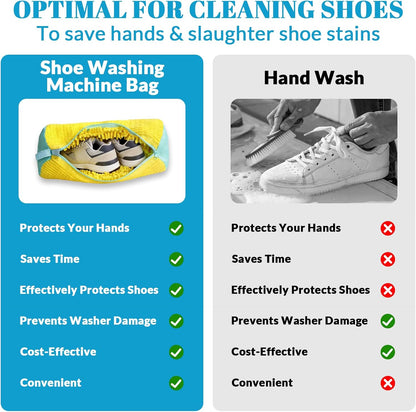 2 Pack Shoe Washing Machine Bag - Laundry Shoe Bag for Washer and Dryer Reusable Sneaker Cleaning Bag with Self-locking Zipper and Fluffy Fibers for All Shoes Types With Self-locking Zipper 360°