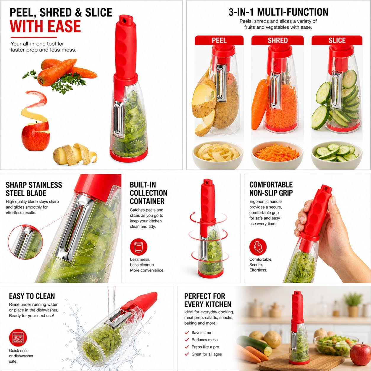 Nature+ Vegetable Peeler Fruit Peeler with Container, Stainless Steel Blade, Non-Slip Handle, Kitchen Kiwi Peeler for Apple, Potato