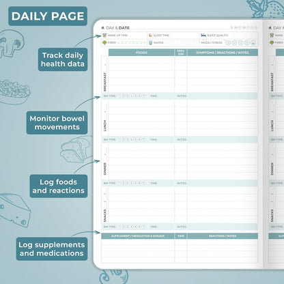 Clever Fox Food Sensitivity Journal & Symptom Diary, 8.5x11 Purple