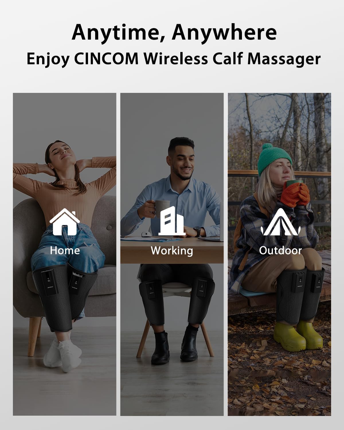 CINCOM Cordless Leg Massager with Heat and Air Compression