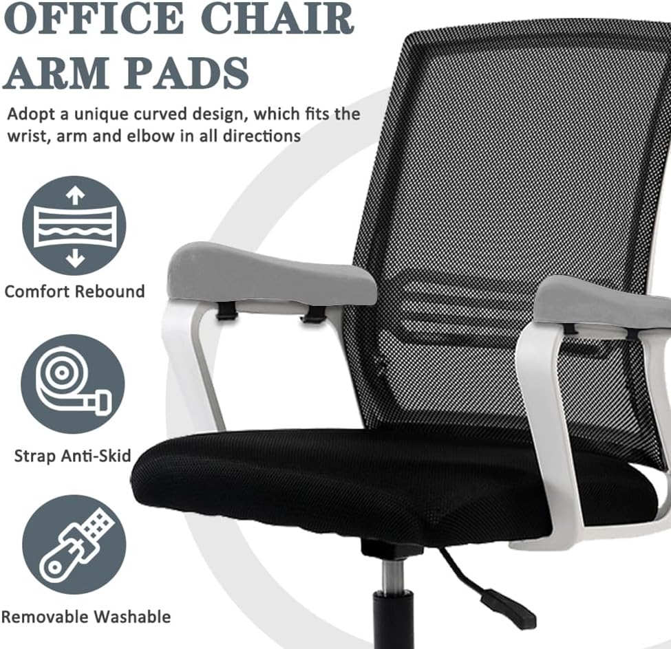 2 Pack Office Chair Armrest Pads Covers,Arm Rest Pad with Memory Foam Elbow Pillow for Forearm Pressure Relief, Arm Rest Covers for Office Chairs, Wheelchair, Comfy Gaming Chair (Black)
