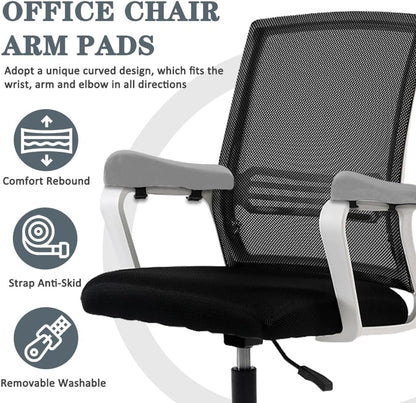 2 Pack Office Chair Armrest Pads Covers,Arm Rest Pad with Memory Foam Elbow Pillow for Forearm Pressure Relief, Arm Rest Covers for Office Chairs, Wheelchair, Comfy Gaming Chair (Black)