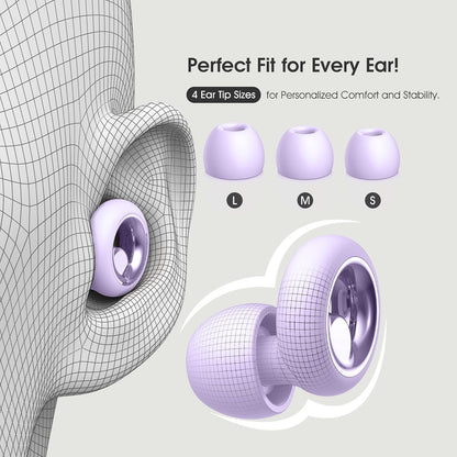 Noise Cancelling Ear Plugs for Sleeping, Reusable Silicone Ear Plugs for Noise Reduction, Soft Hearing Protection with 8 Ear Tips for Concerts, Work, Shooting, and Travel(Rose)