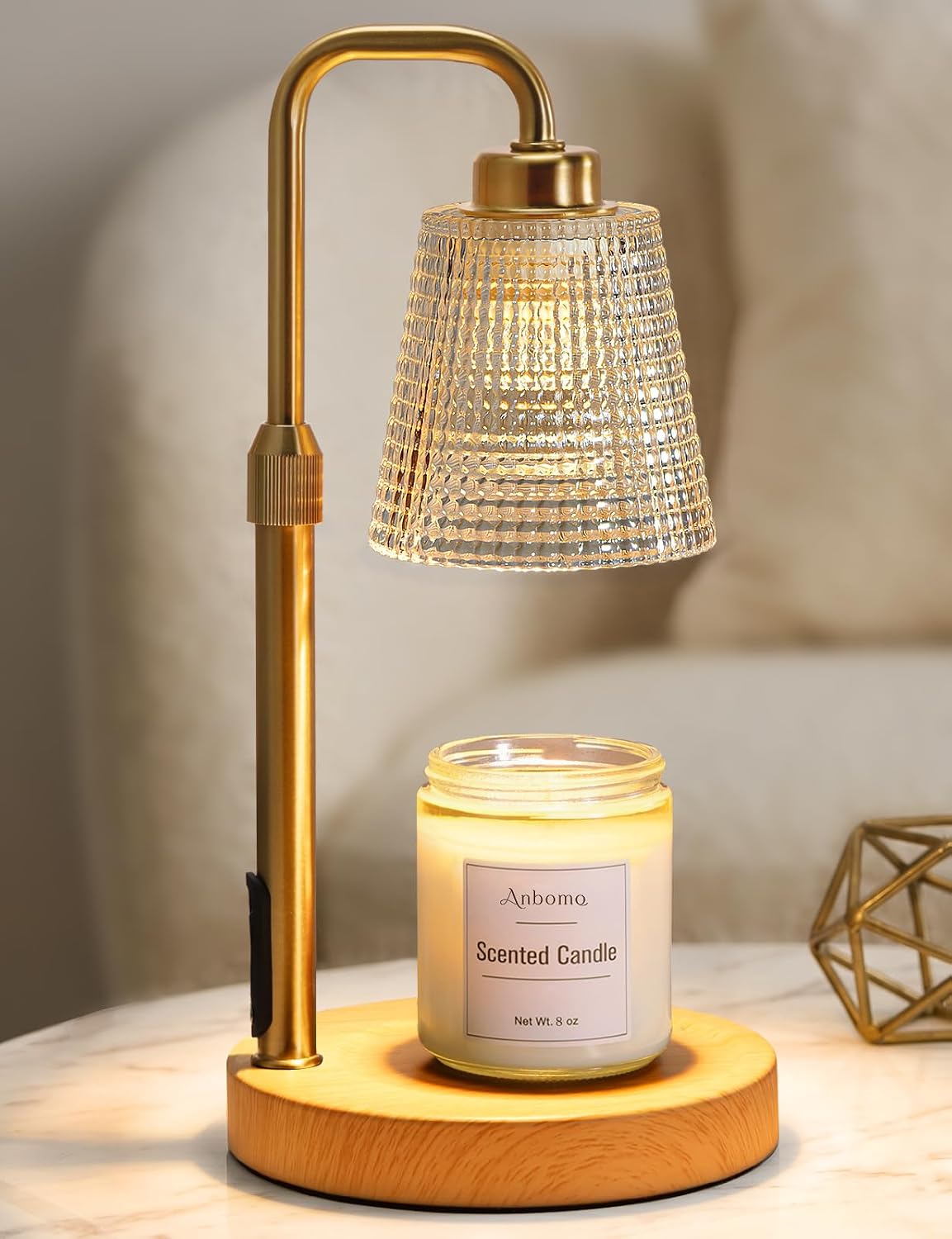 Candle Warmer Lamp with Timer Dimmable, Wax Warmer for Scented Jar Candles, Adjustable Height Candle Lamp for Home Decor, Birthday Gifts for Women Mom House Warming Gifts, Black