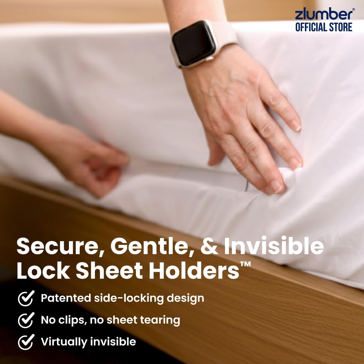 The Original USA Patented ZlumberLock - Secure Sheet Holder with Heavy-Duty Mattress Straps – No More Loose Bedding, Universal Fit, Easy One-Time Installation