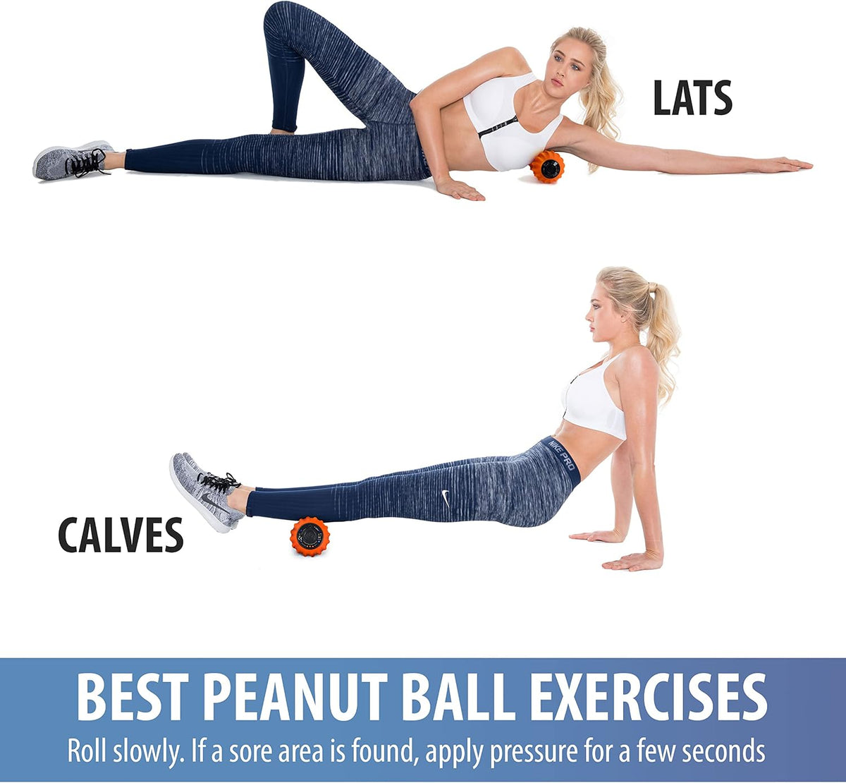 Zyllion ZMA-30 Vibrating Peanut Massage Ball Roller for Pain Relief, Orange