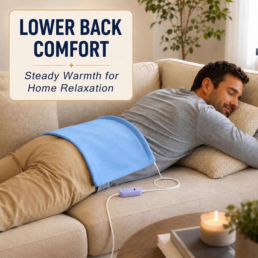 Boncare® Stay-On Small Vinyl Electric Heating Pad for Neck and Shoulders and Back Without Auto-Off, Low & High Heat Levels, Waterproof Hot Heat Pad with Washable Cover (11.5"x13.5", 1-Pack)