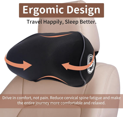 SPRFUFLY Make Relaxing Car Headrest Pillow, Car Neck Pillow for Driving | Car Pillow with Adjustable Strap, Breathable Removable Cover & Ergonomic Design - Comfort Car Neck Support Pillow(Black, 1PC)