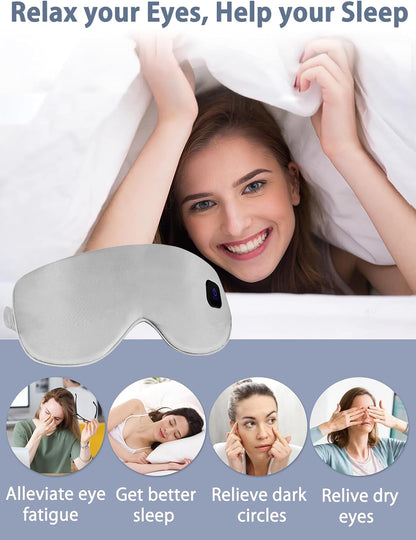 Silk Heated Eye Mask Cordless Rechargebale for Dry Eyes,Warm Eye Heating Pad No Pressure, Sleep Eye Mask Gift for Men Women