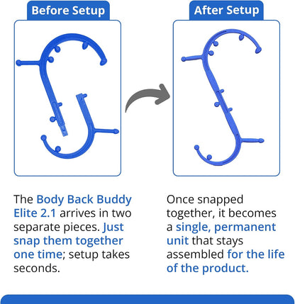 Body Back Buddy Classic Back Massager & Neck Massager for Pain Relief, Blue | USA Made Dual Massage Hooks For Back, Shoulder, And Neck, Muscle Knot Remover For Trigger Point Therapy And Full Body Relief