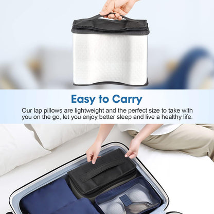 LESUMI Memory Foam Knee Pillow, Sleeping Leg Pillow, for Side Sleepers & Pregnant Women - for Spinal Alignment, Relief Sciatica, Knee, Back, Leg & Hip Pain, with Washable Cover & Travel Bag, White