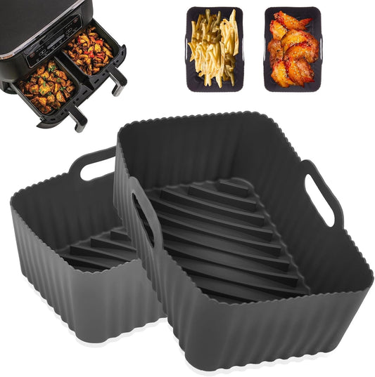 2Pcs Silicone Air Fryer Liners for Ninja Foodi Dual, Air Fryer Accessories
