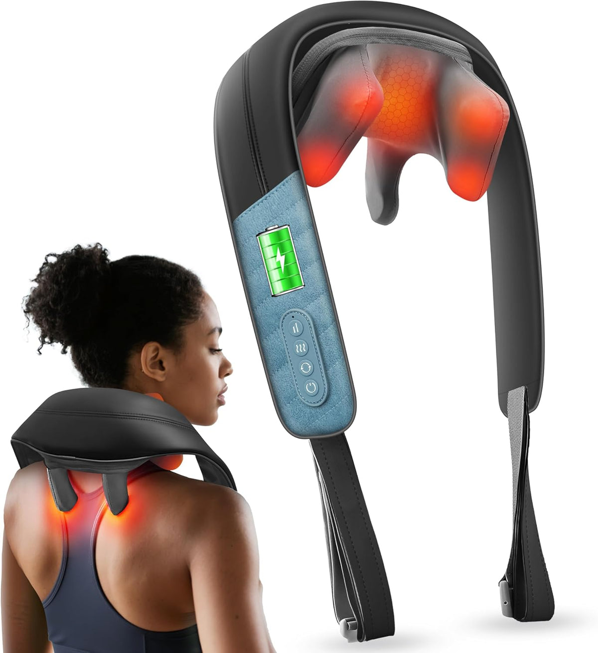 COMFIER Shiatsu Neck and Shoulder Massager with Heat,White Elephant Gifts for Adults,4D Deep Kneading Massage Pillow with Heat, Back Massager, Pillow Massage,Jet Black